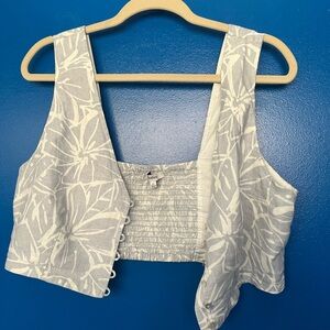 Madewell White Floral Crop Top